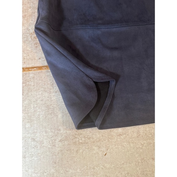 Kensie Faux Suede Shift Dress Women 14 Navy Blue Gold Zipper Front Pockets NWT - Picture 10 of 11